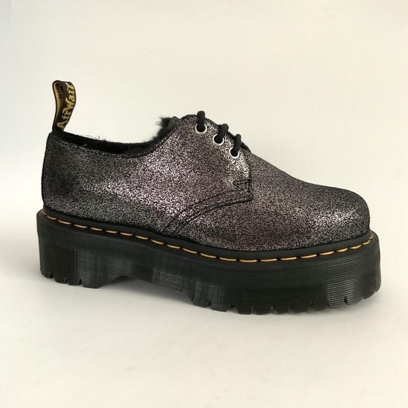 Dr. Martens Quad Platform Crackled Metallic Leather 1461 Quad Boots 8 - Picture 3 of 12